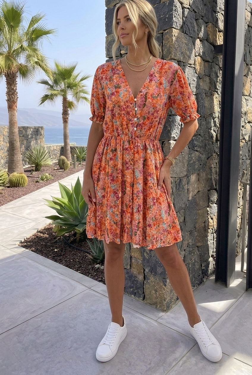 Printed short dress - 100% Viscose - 2570-9