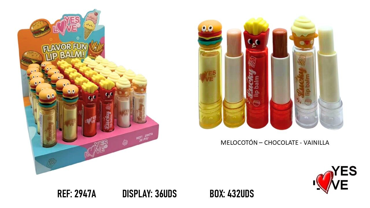 LIP BALM FLAVOR BURGERS FRIES ICE FORMAT