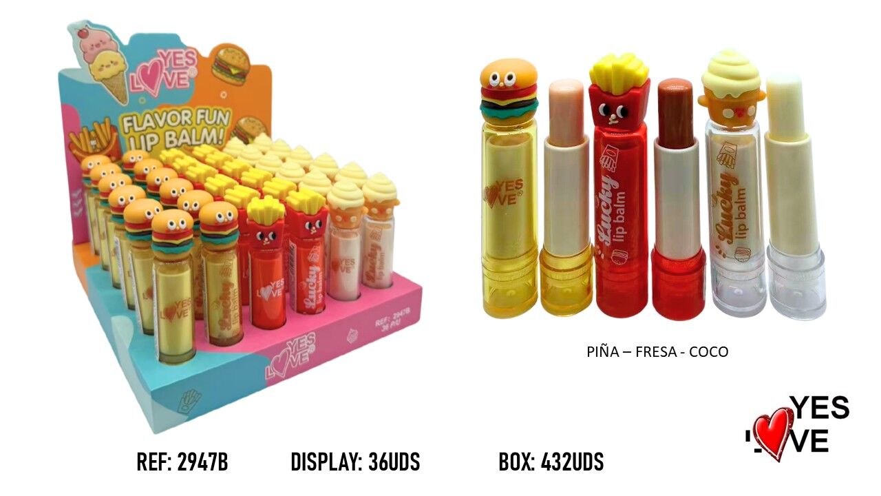 LIP BALM FLAVOR BURGERS FRIES ICE FORMAT
