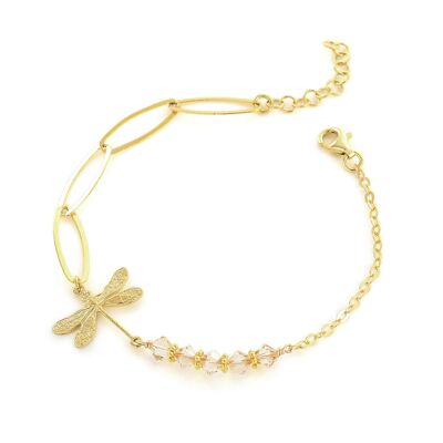 Goldenes Libellenarmband mit Golden Shadow-Kristallen