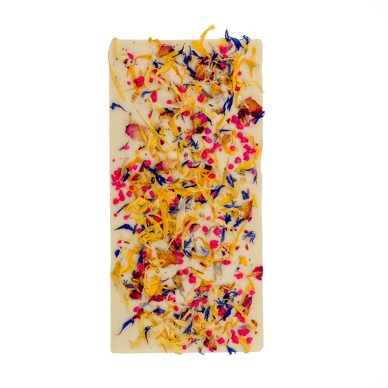 Chocolate Bar Flowers White - Luxury handmade white chocolate bar with flowers