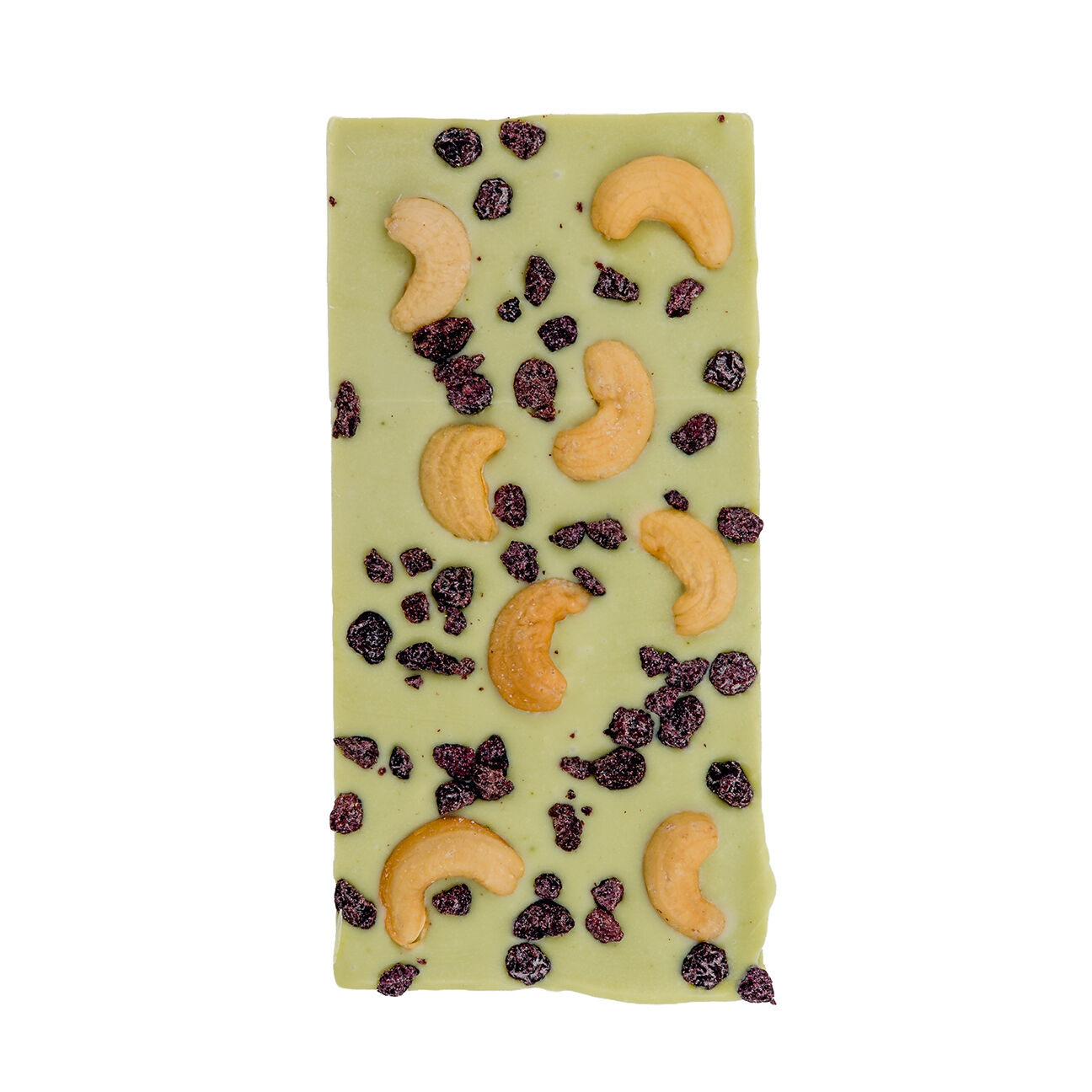 Chocolate Bar Matcha Cashew Blueberry White - luxury handmade white chocolate bar with matcha, cashew nuts and blueberry