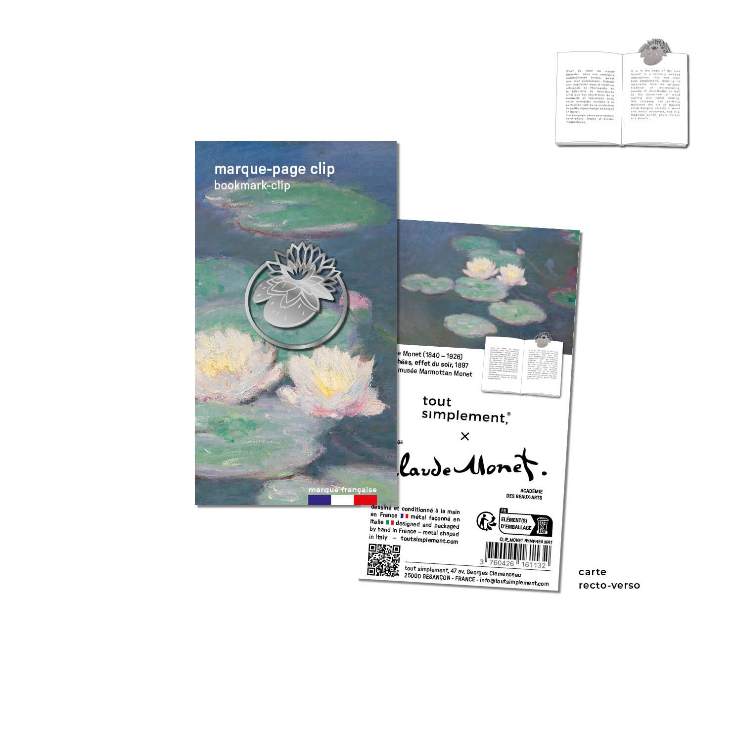 clip/marque-page en métal Nymphéa - Claude Monet