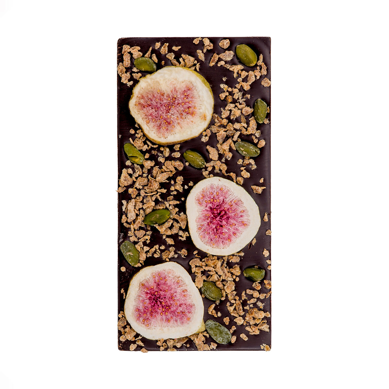 Chocolate Bar Fig & Pistachio Dark - luxury handmade chocolate bar dark chocolate with fig and pistachio
