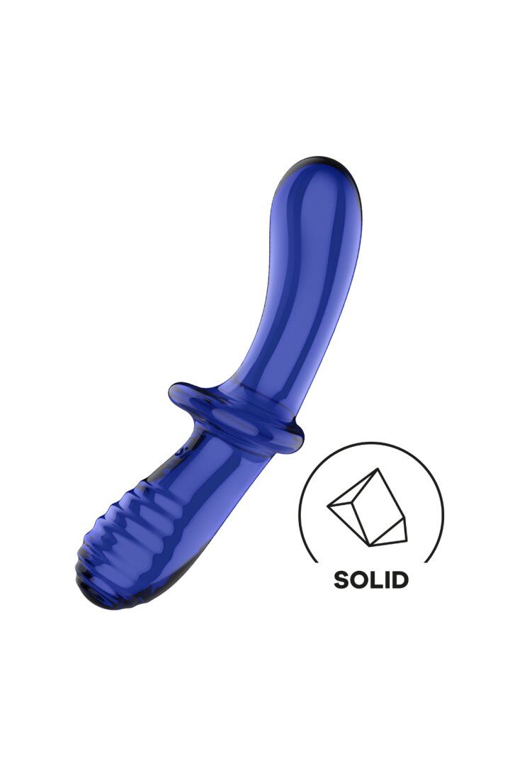 Dildo in vetro borosilicato blu massiccio Double Crystal Satisfyer