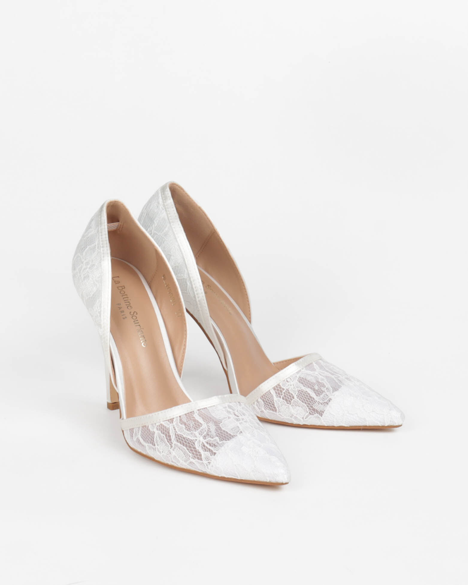 Women's pointed-toe lace-up heeled pumps