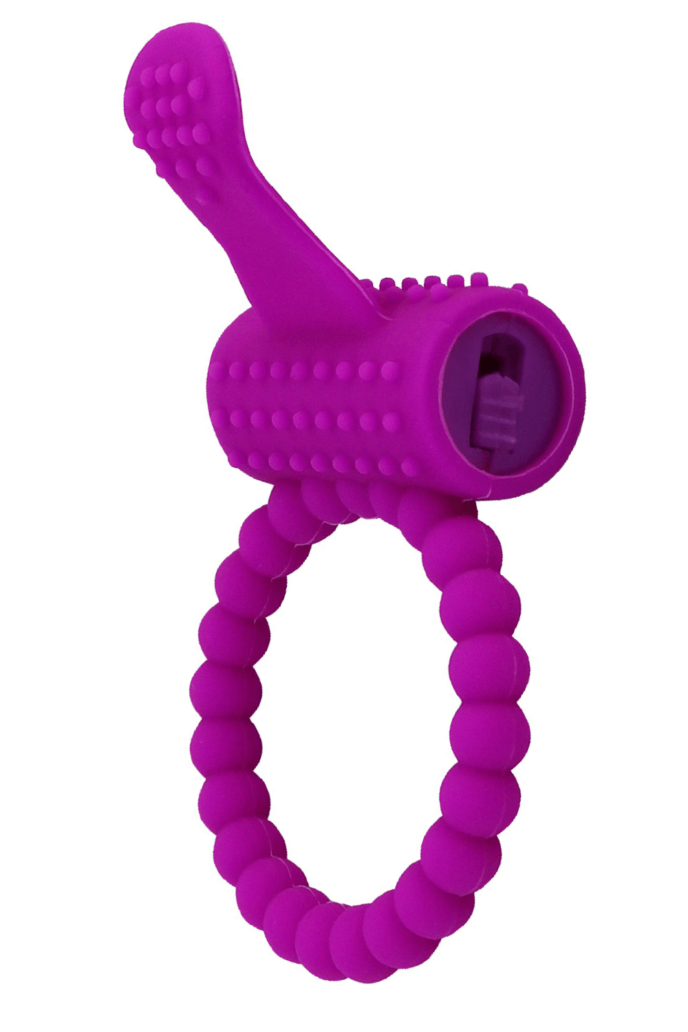 Vibrating purple silicone ring with textured tongue Pocket Pleasure + 1 sachet of lubricant
