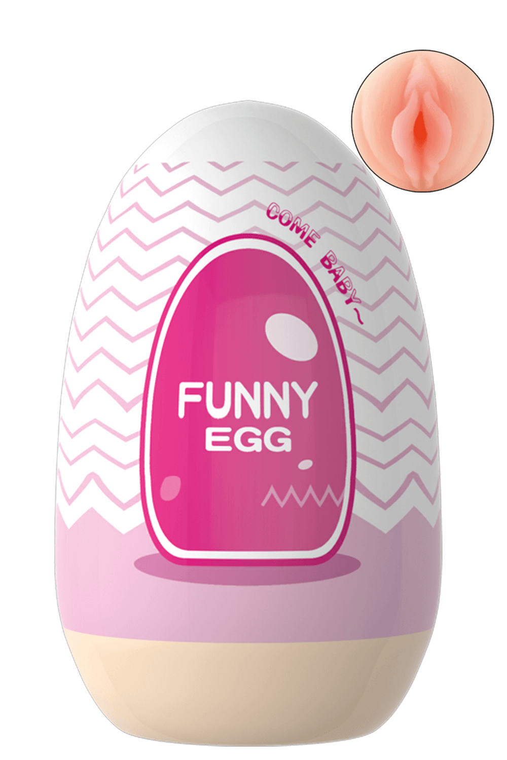 FUNNY EGG Reusable Masturbator Sleeve – Realistic Design, Vagina, Thick Labia