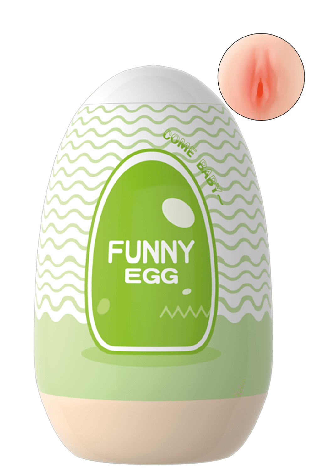 FUNNY EGG Reusable Masturbator Sleeve – Realistic Design, Vagina, Thin Labia