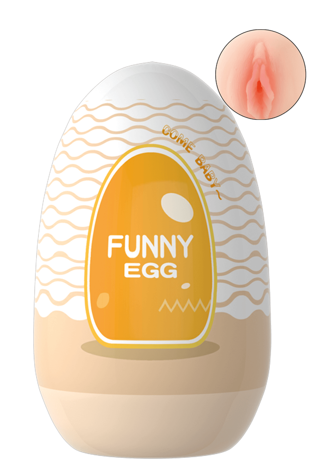 FUNNY EGG Reusable Masturbator Sleeve – Realistic Vagina and Medium Labia Design