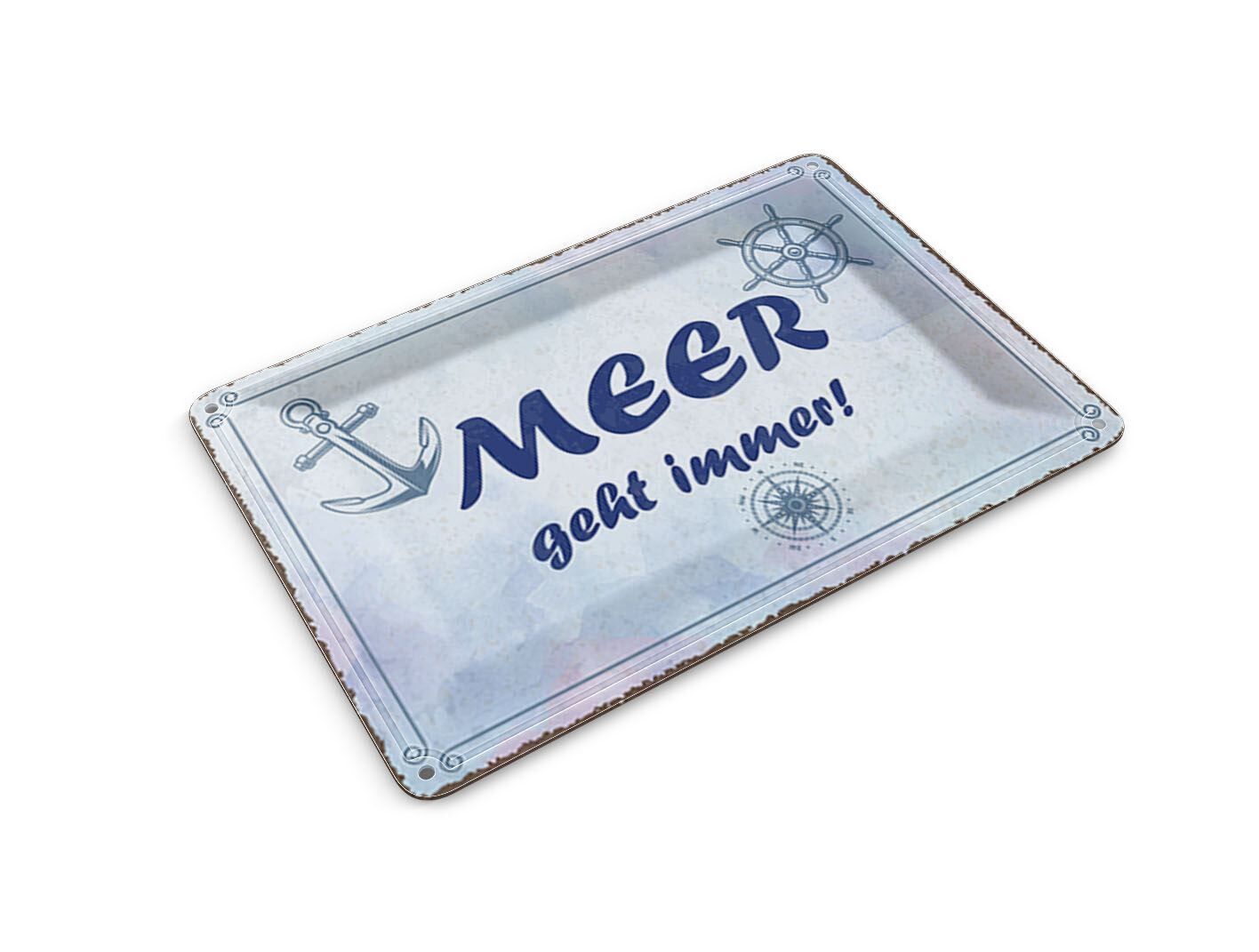 Tin postcard with saying, 10x14 cm, anchor decoration sign