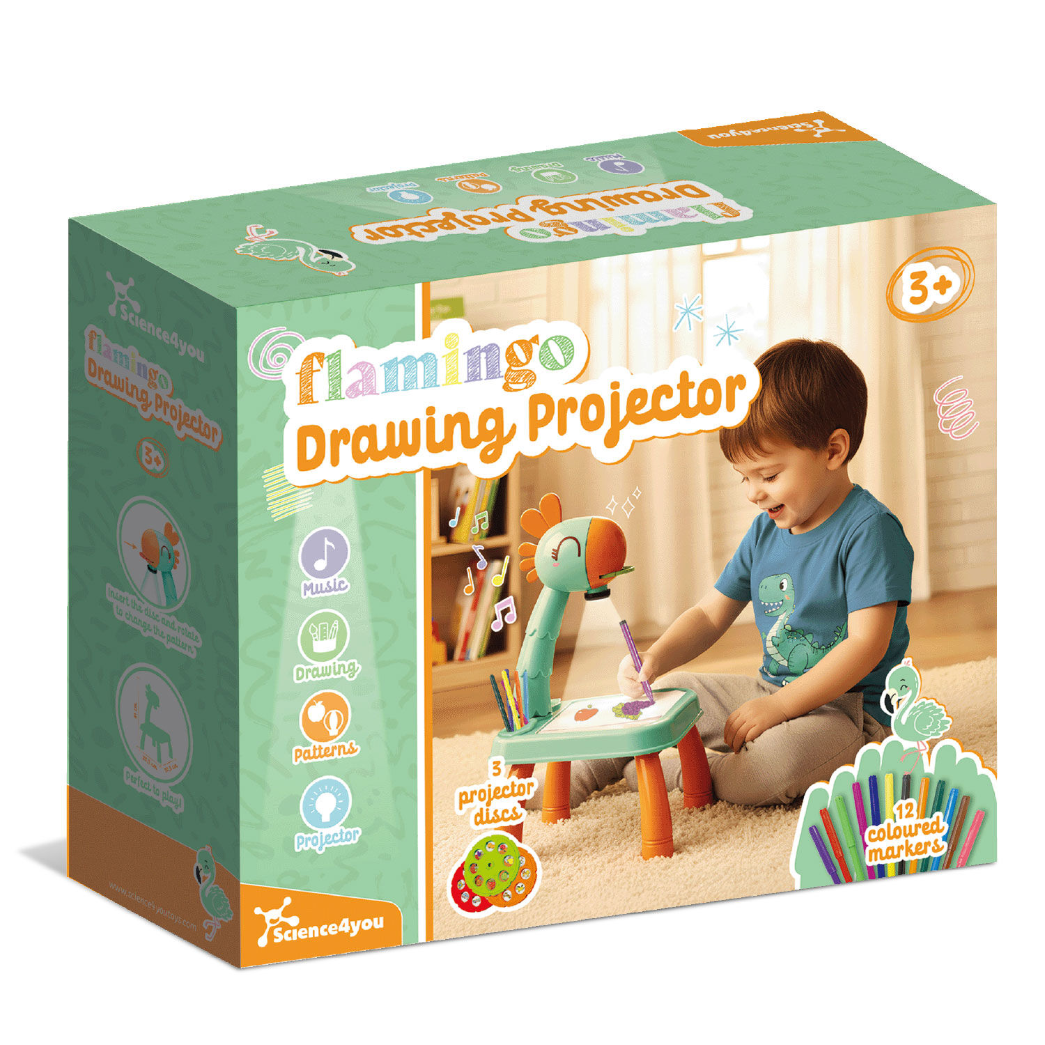 Flamingo-Projektortisch, Babyspiele für 2- bis 5-Jährige