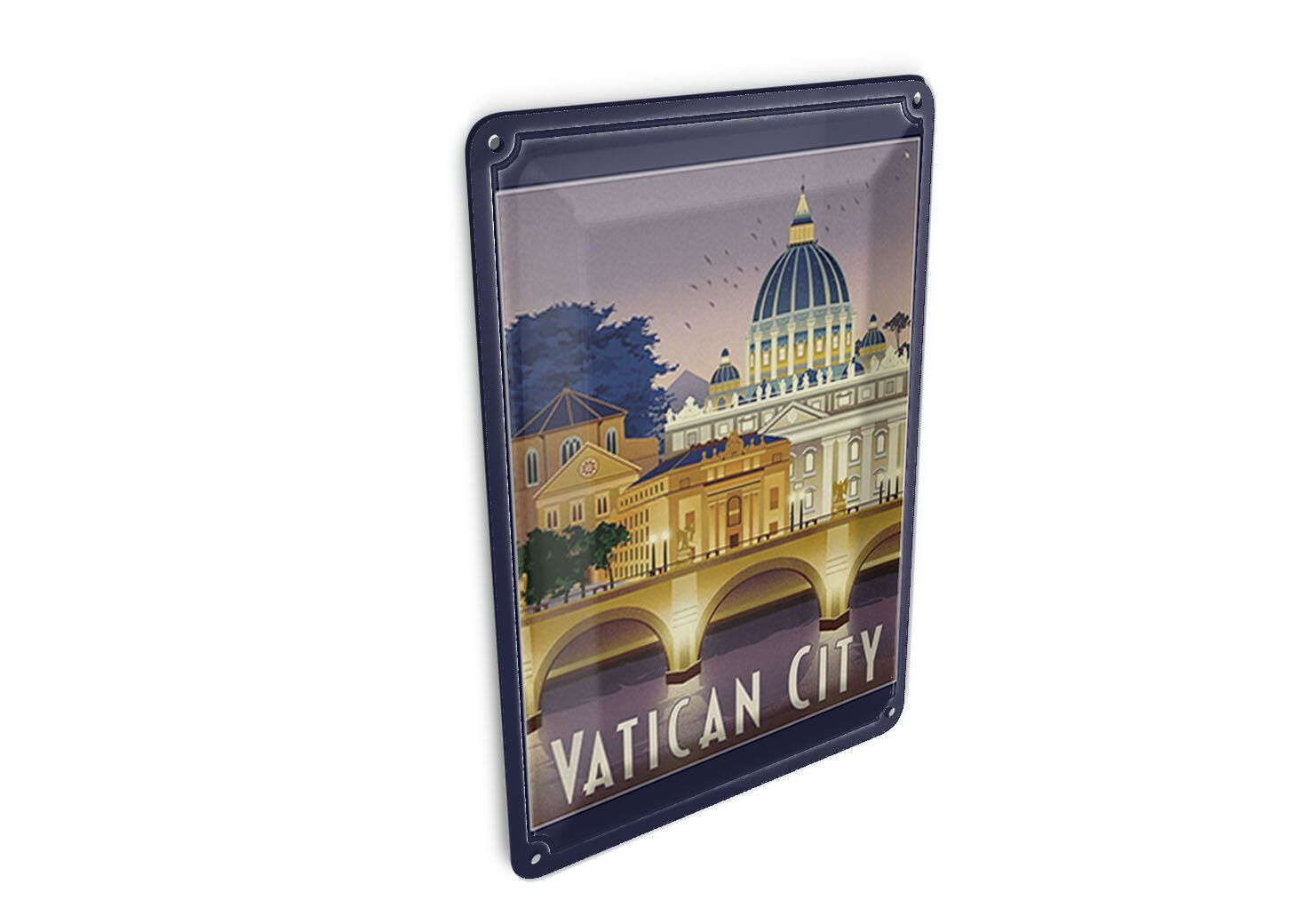 Buy wholesale Tin postcard travel 10x14 cm Vatican City Bridge