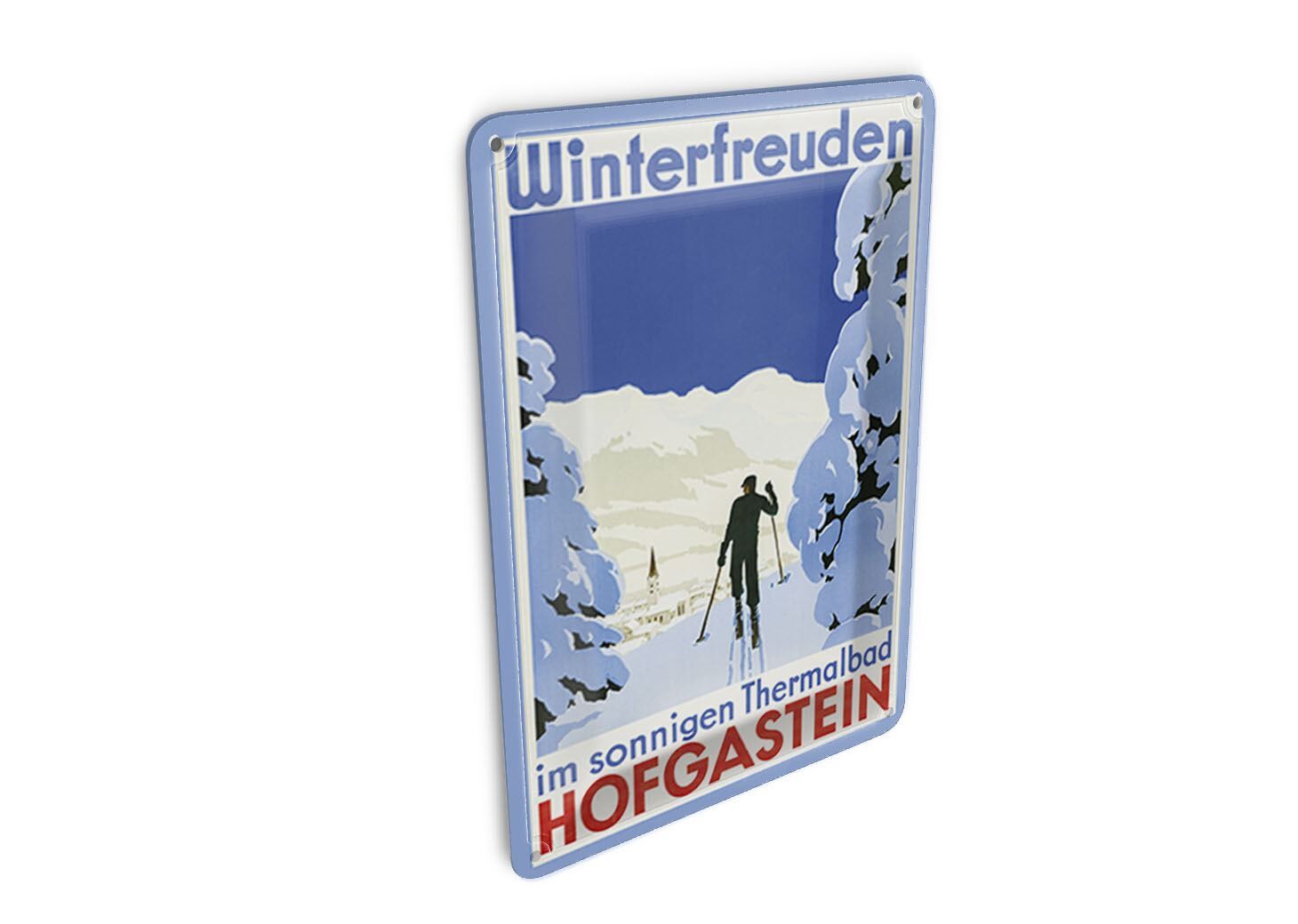 Carte postale en métal, voyage, 10 x 14 cm, Plaisirs d'hiver à Hofgastein, panneau décoratif