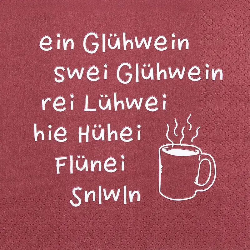 Napkins, a red mulled wine