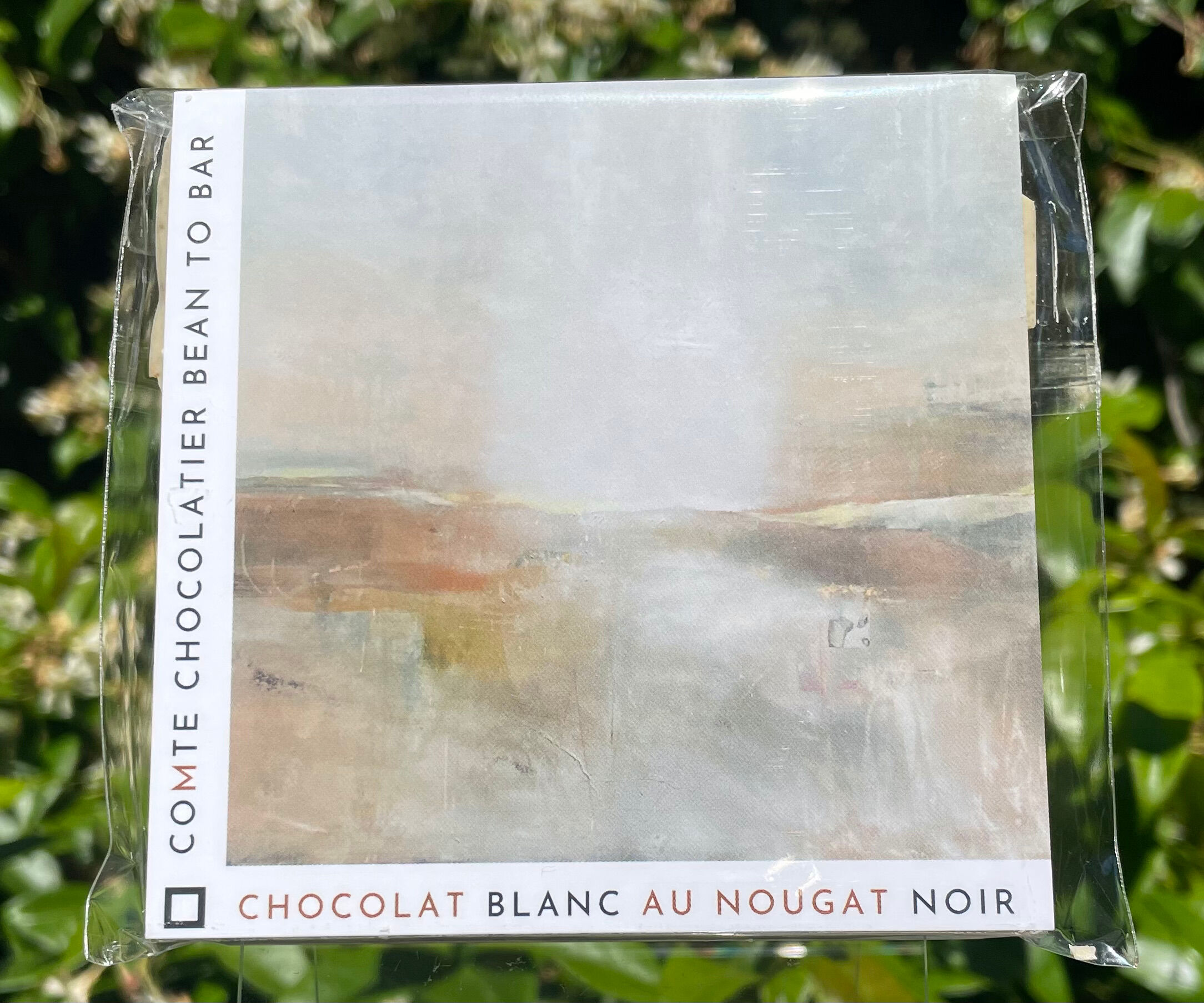 White chocolate with dark nougat
