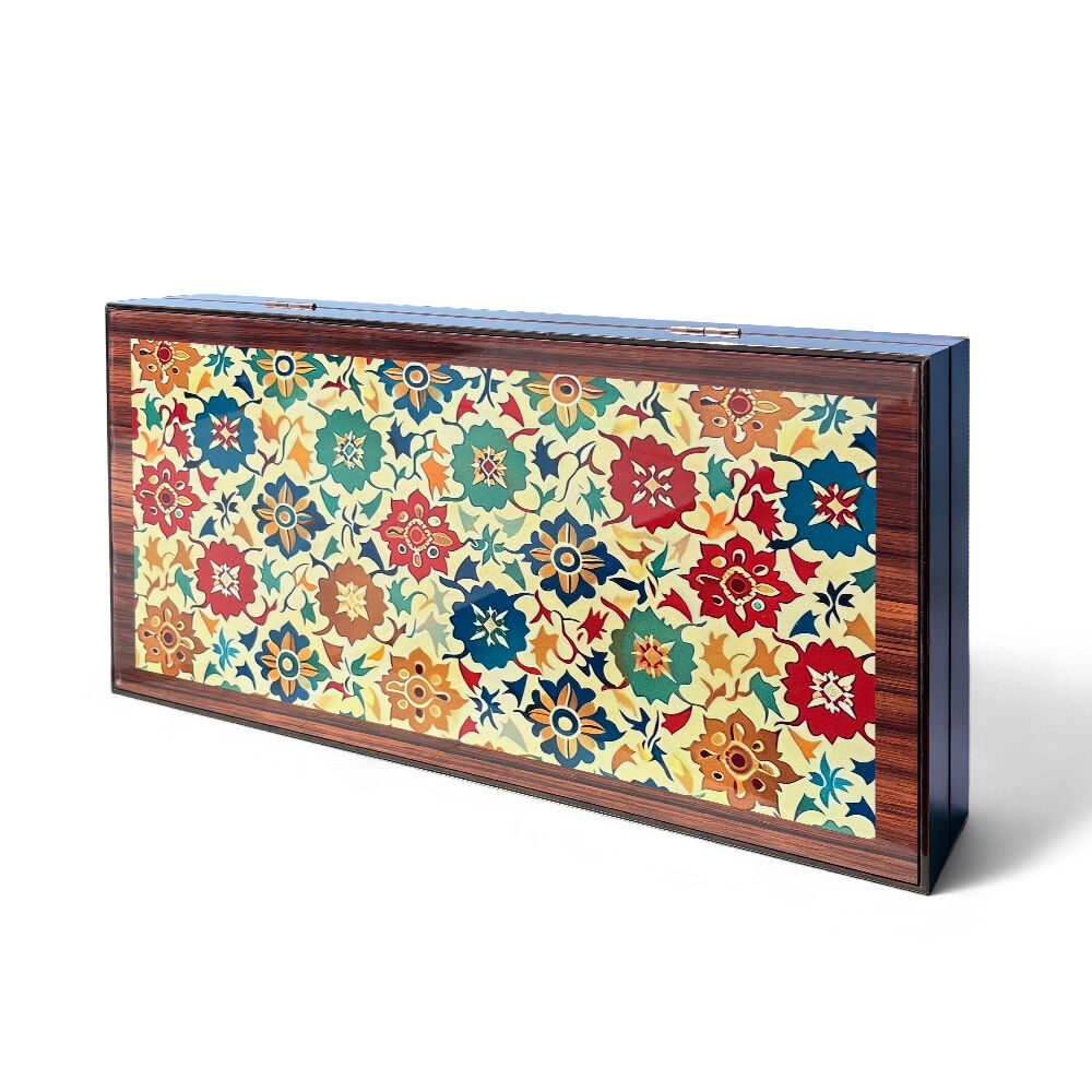 Juego de backgammon Biggdesign Bloom, cierre magnético, superficie resistente a los arañazos.