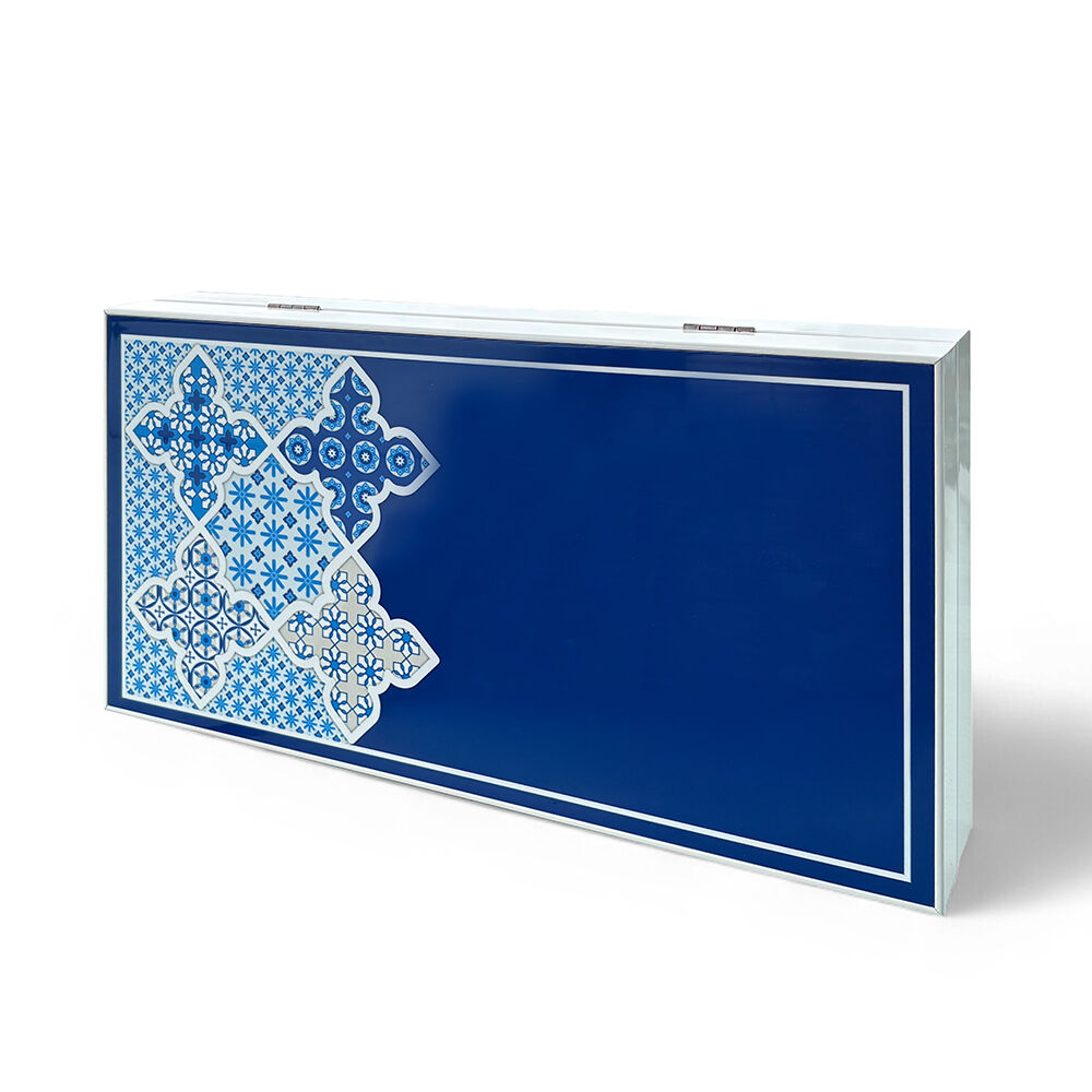 Juego de backgammon Biggdesign Blue Tile, cierre magnético, superficie resistente a los arañazos