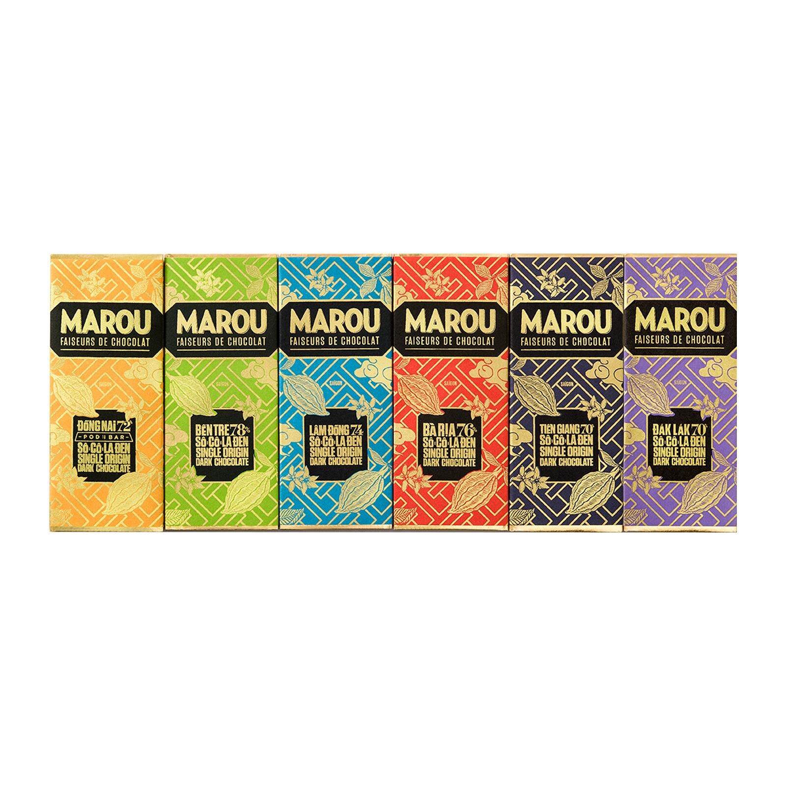 MAROU Discovery Pack — 89 Grand Cru dark chocolate bars with bamboo display stand
