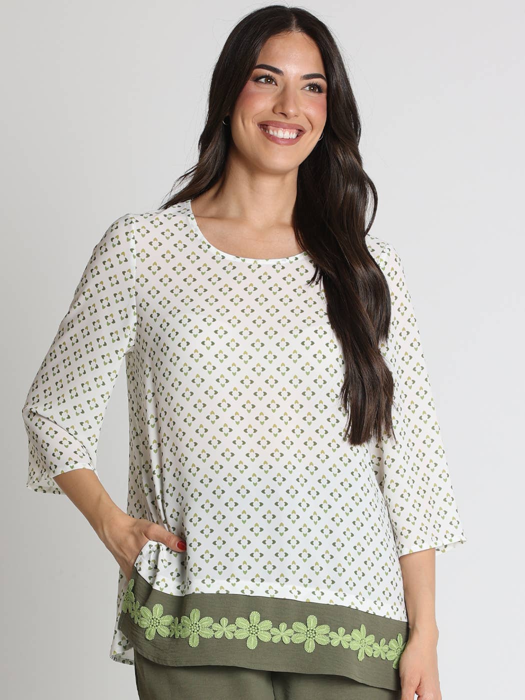 383100N Shirt BLOUSE CHIFFON UNDER PIECE LACE