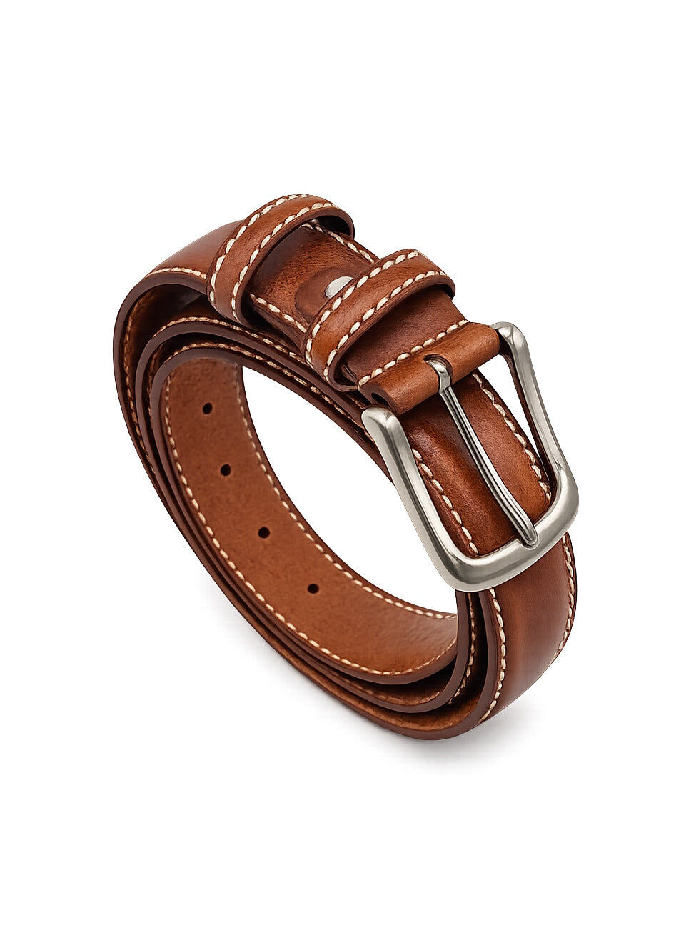 Classic Genuine Leather 35mm Men's Belt with Thick Contrast Stitching, Made in Italy, art. 3002.35.391