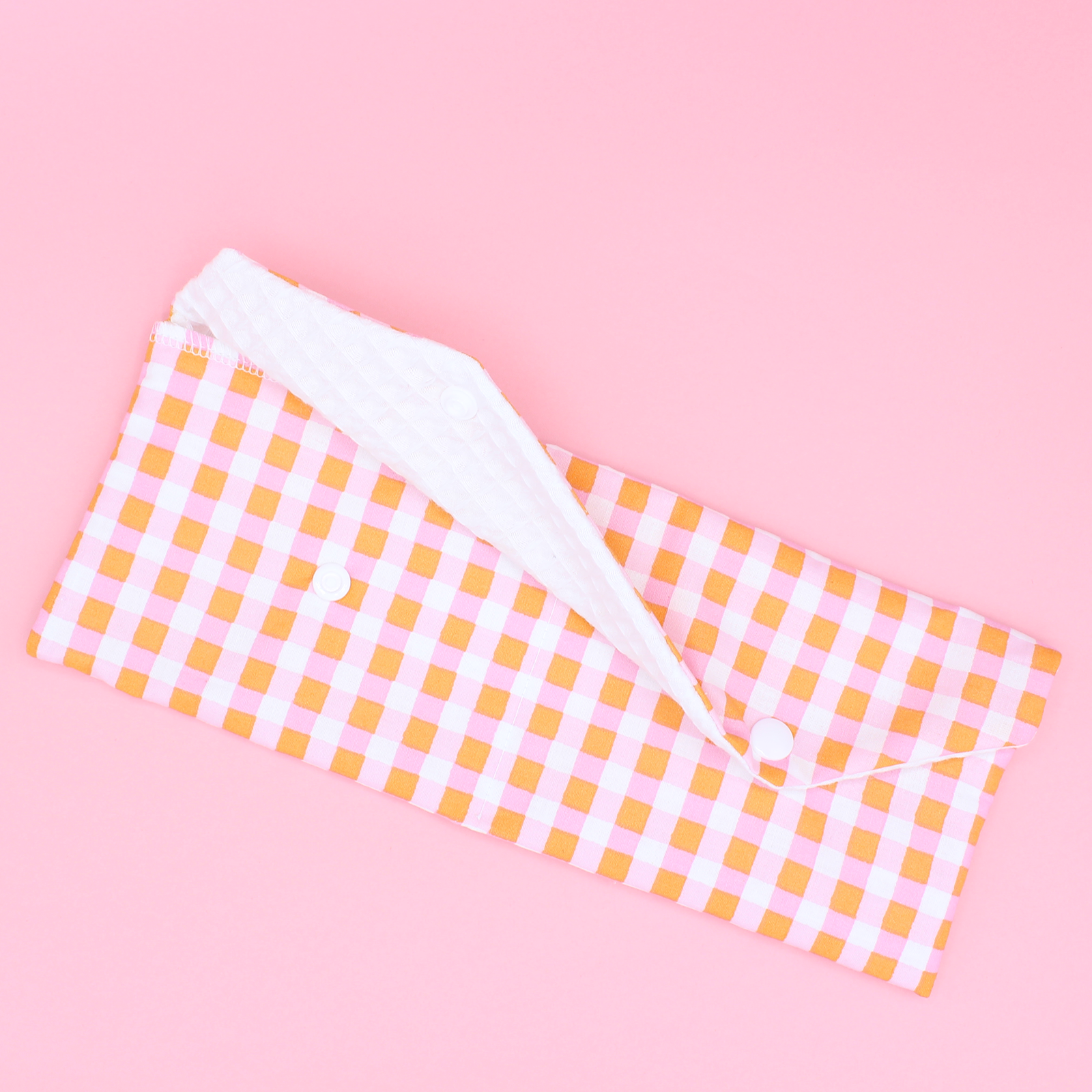 Maxi pochette à savon - vichy - rose - orange