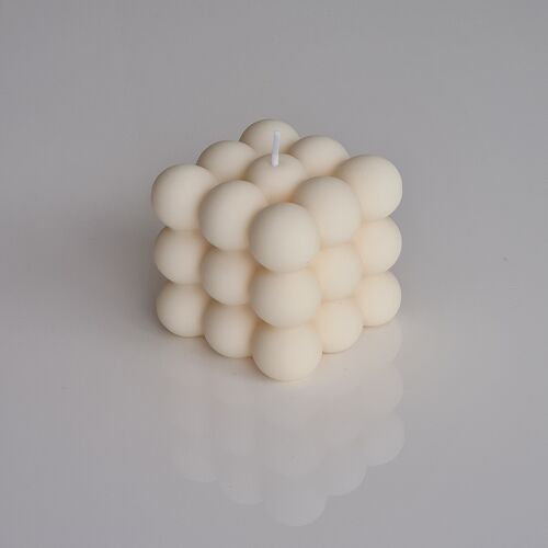 Cube Kerze - handgefertigt aus Rapswachs in creme (Bubble Candle)