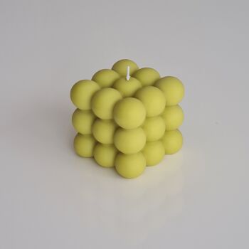 Bougie cube - faite à la main à partir de cire de colza en vert (Bubble Candle) 1