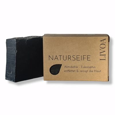 Soap with activated charcoal and eucalyptus