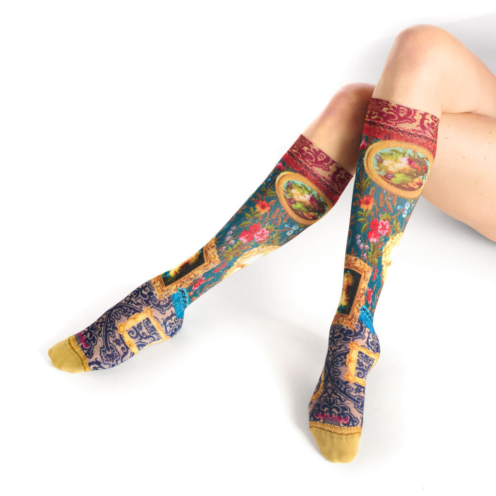 Pompadour bamboo knee-highs