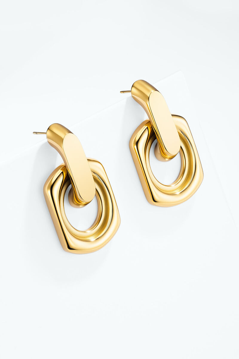 Boucles d'oreilles pendantes géométriques en acier inoxydable 124AQ739