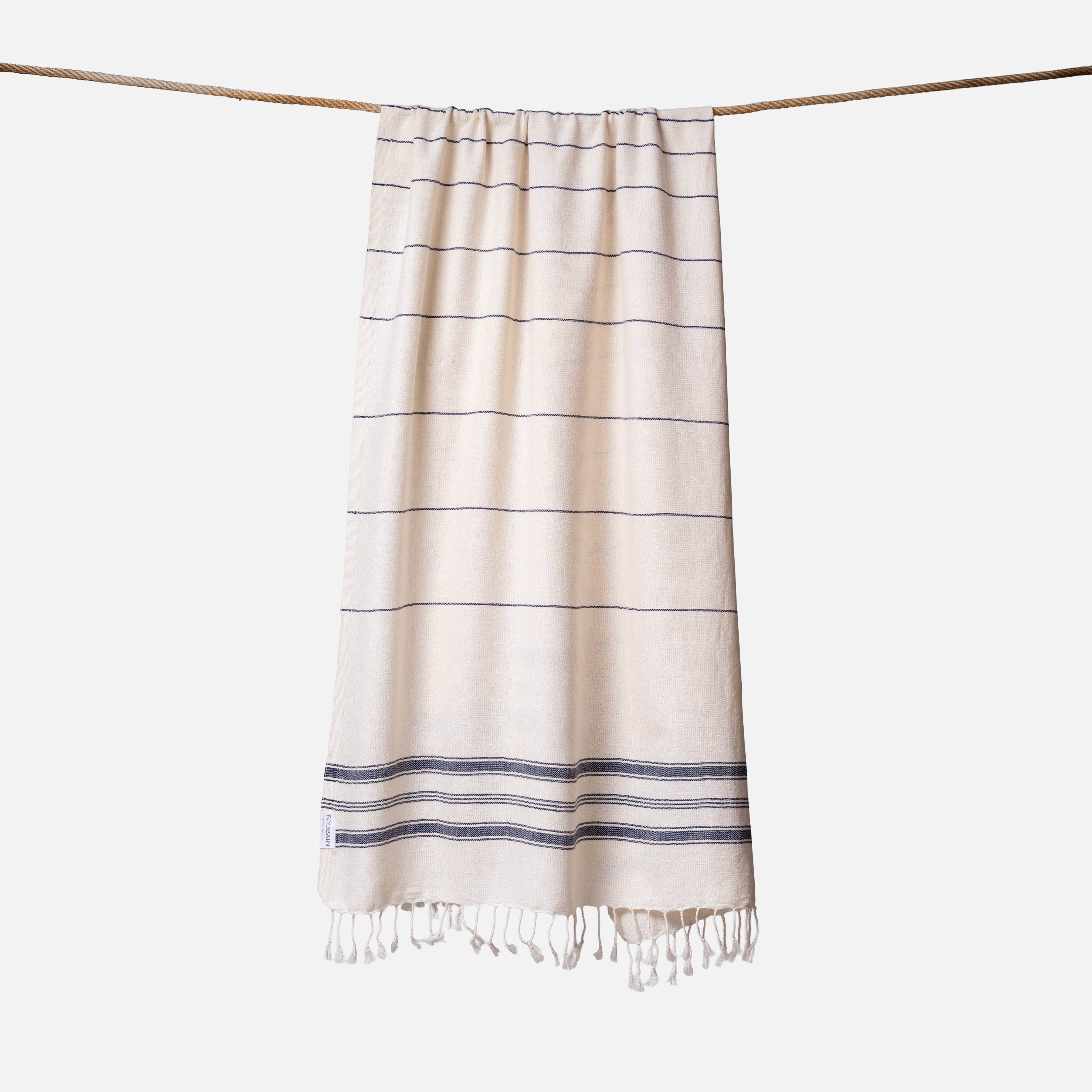 Ecobain Towel "New Classic" | Night Shift (Ecru-Dunkelblau)