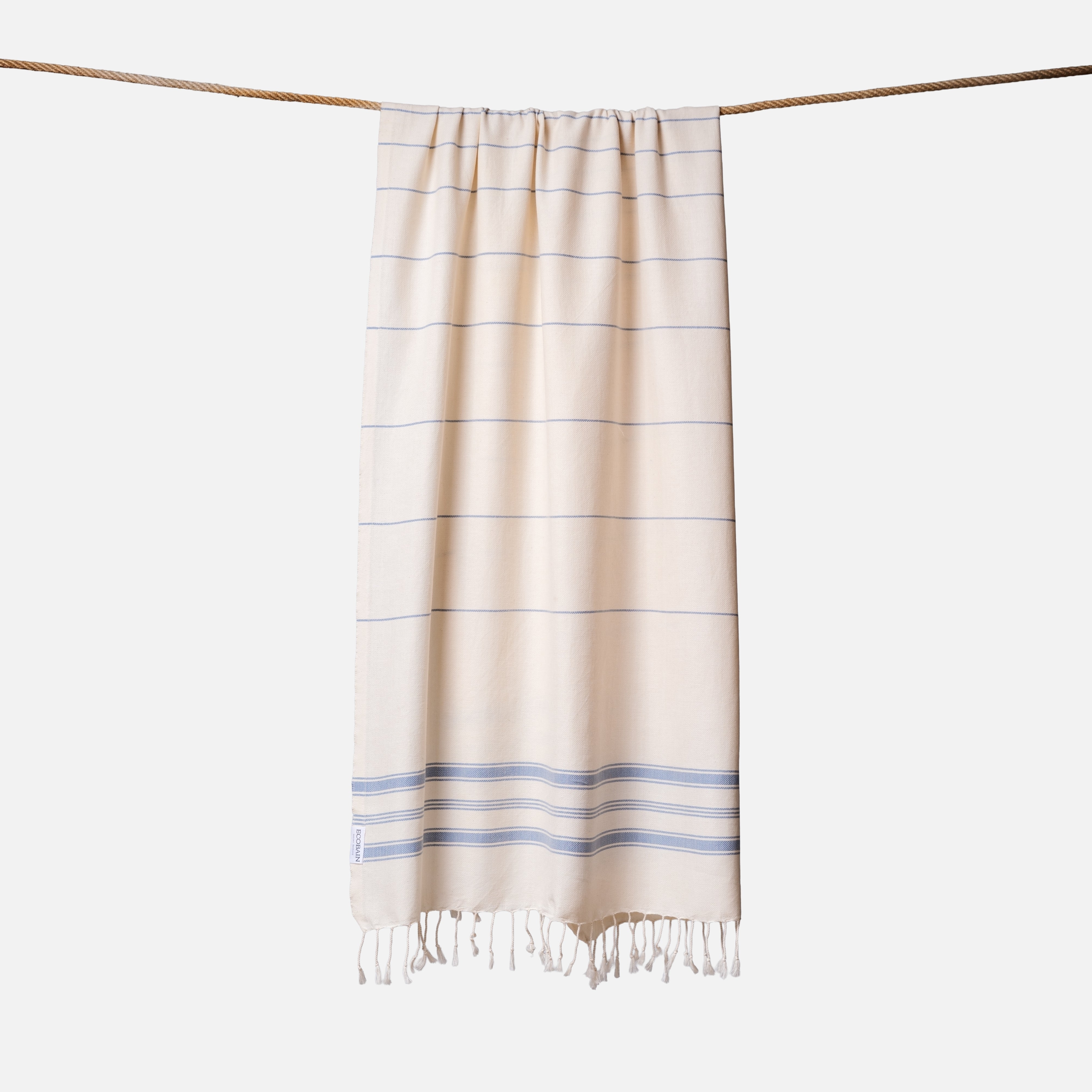 Ecobain Towel "New Classic" | Fair Winds (Ecru-Mittelblau)