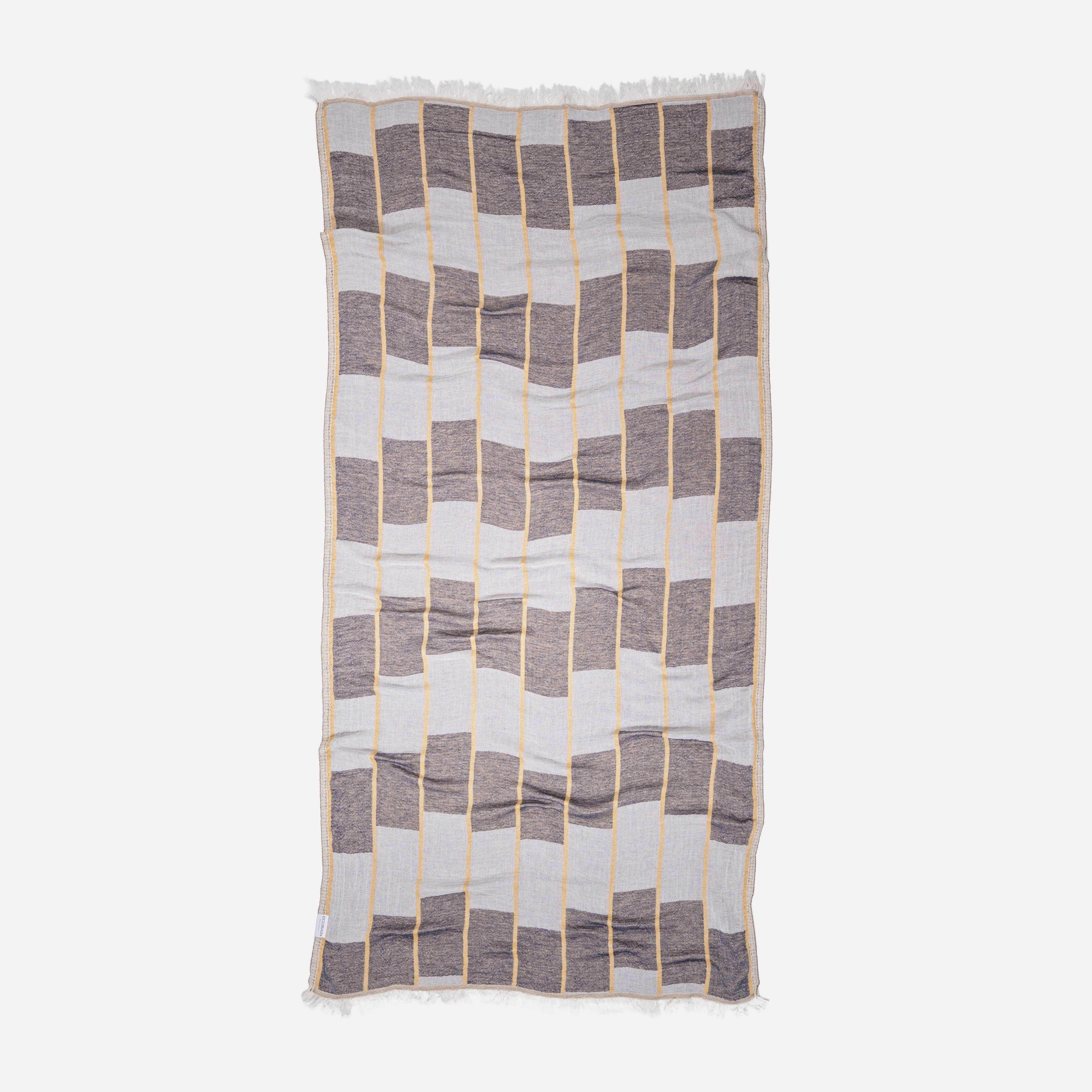 Ecobain Towel "Crazy Chess" | Mustard Seed (Midnight/Ecru)