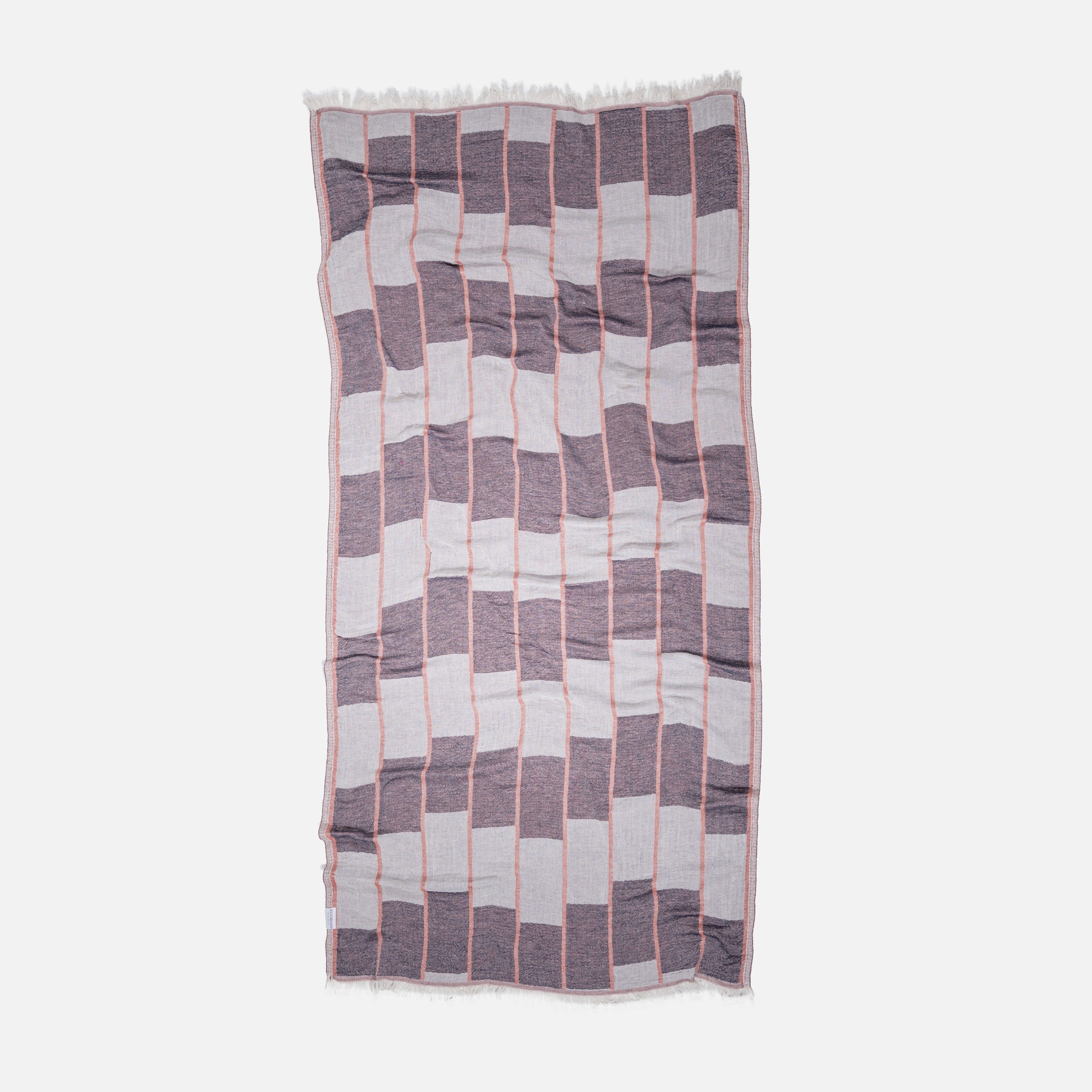Ecobain Towel "Crazy Chess" | Burnt Brick (Midnight/Ecru)