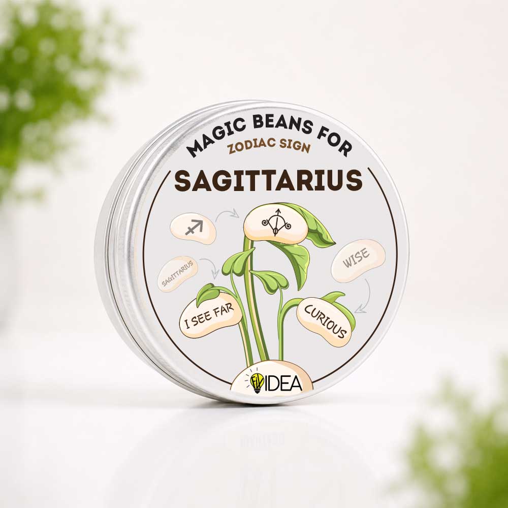 Coffret cadeau de haricots magiques avec messages - Signe du zodiaque Sagittaire