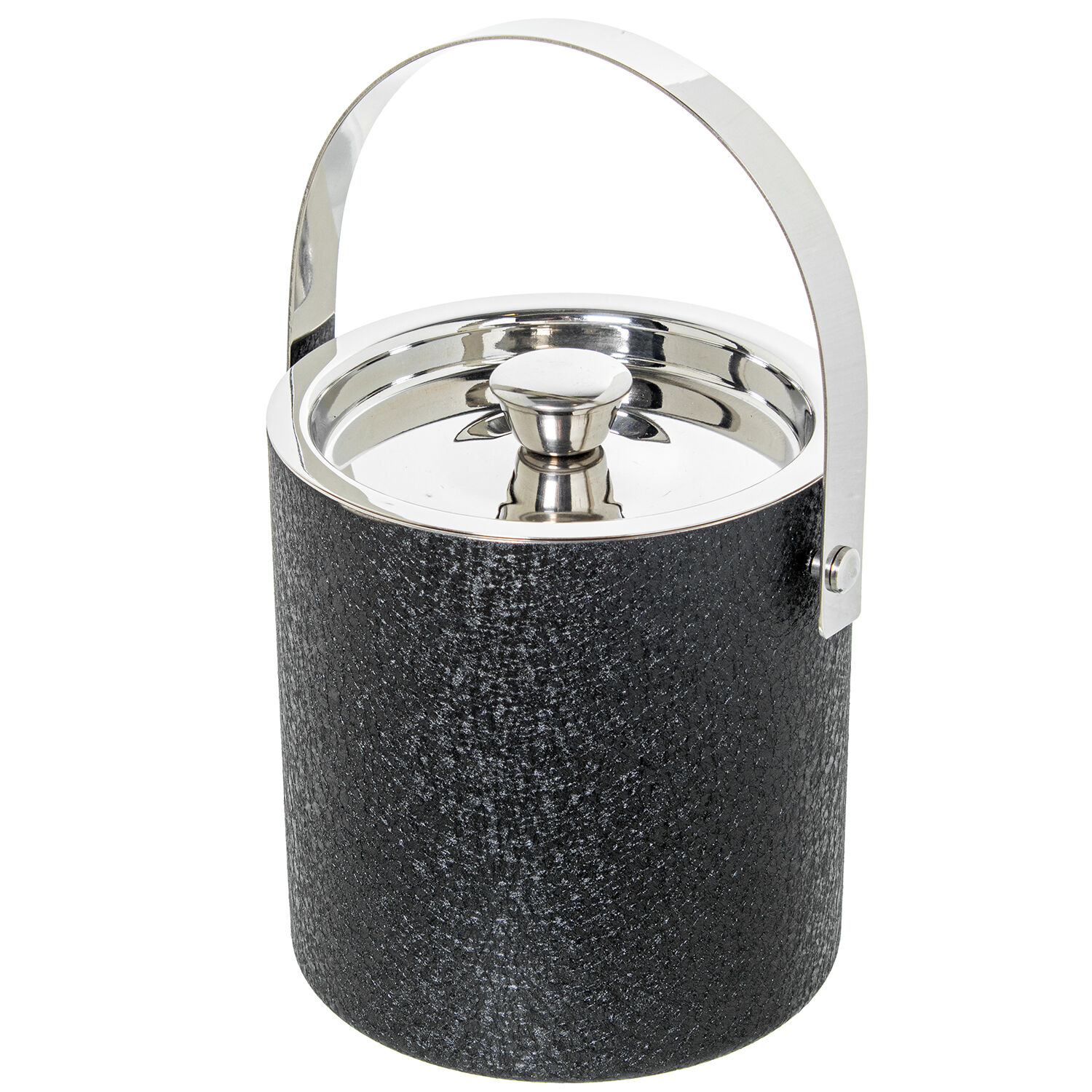 Stainless Steel Ice Bucket with Handle, Black Cover 15X16/26cm