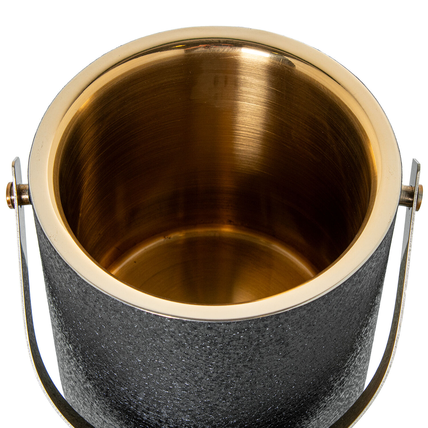 Cubitera C/Tapa Acero Inox. Oro Mate, Cubierta Negra 15X18/26cm