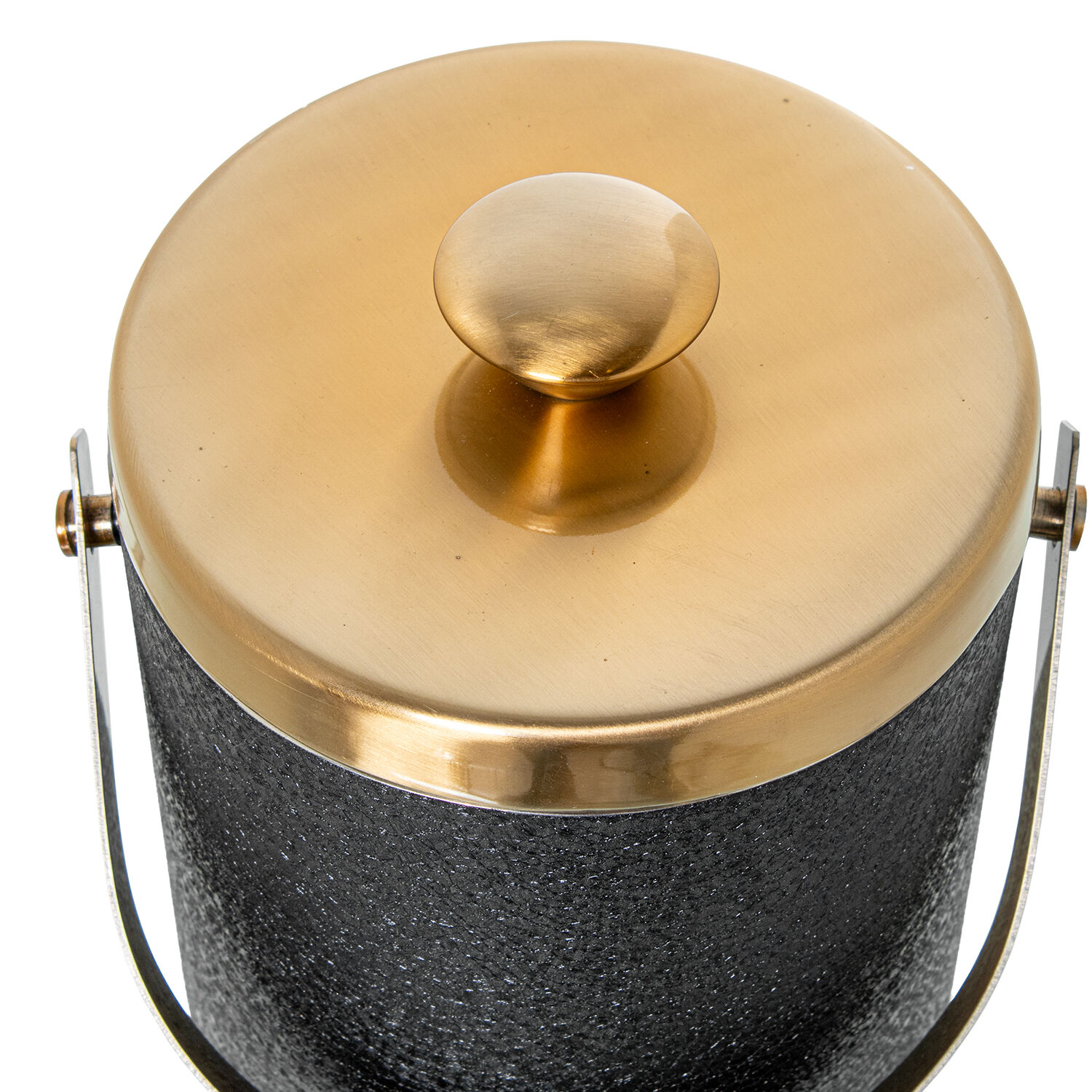 Cubitera C/Tapa Acero Inox. Oro Mate, Cubierta Negra 15X18/26cm