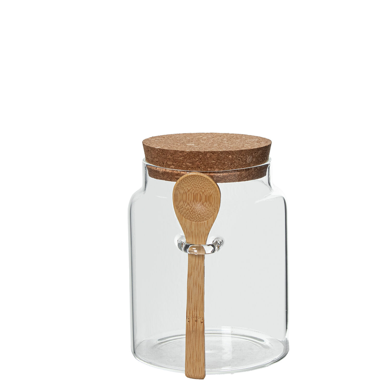 700ml Borosilicate Glass Jar with Cork Stopper and Wooden Spoon (10x14cm)