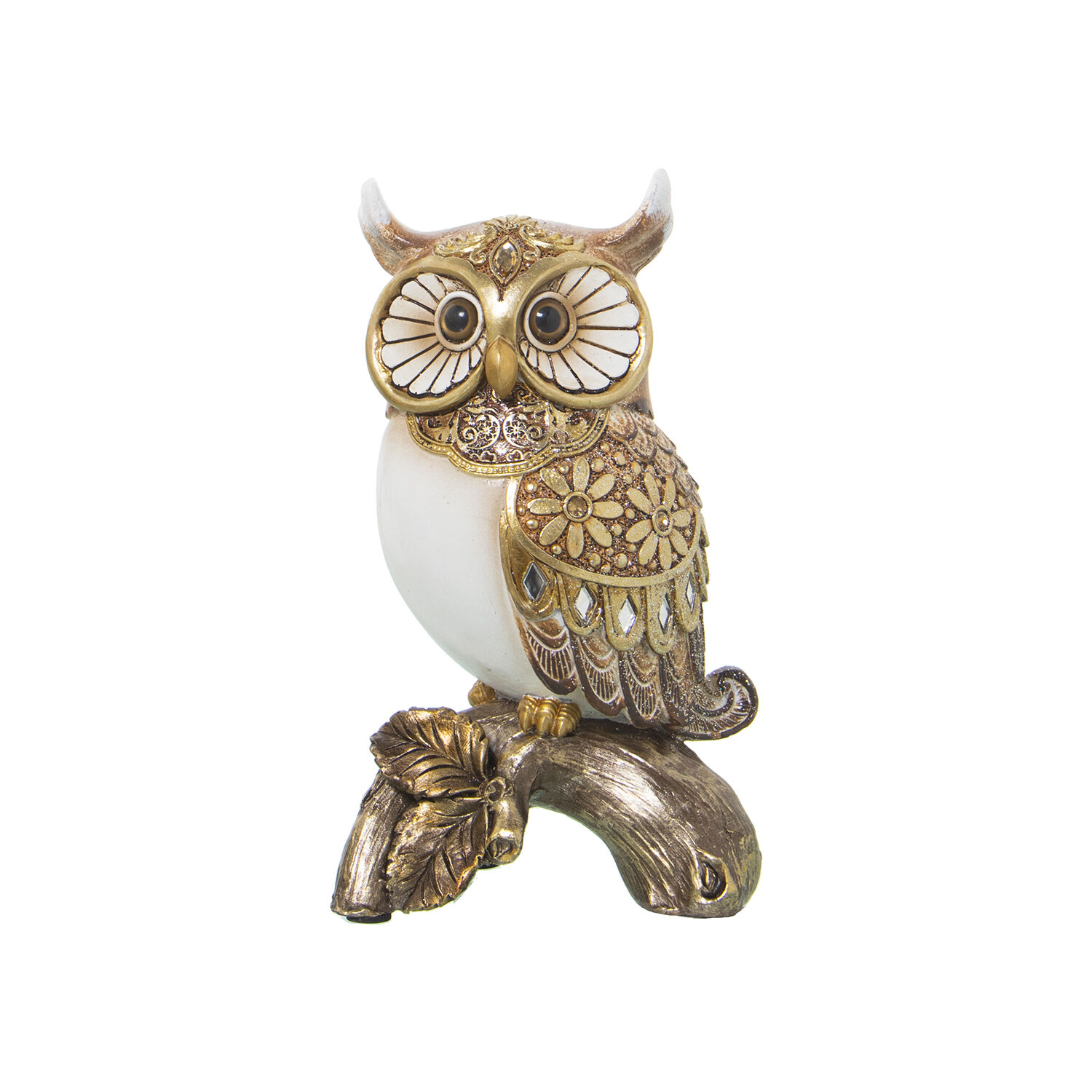 Golden Owl Resin Figurine 10X7X17cm
