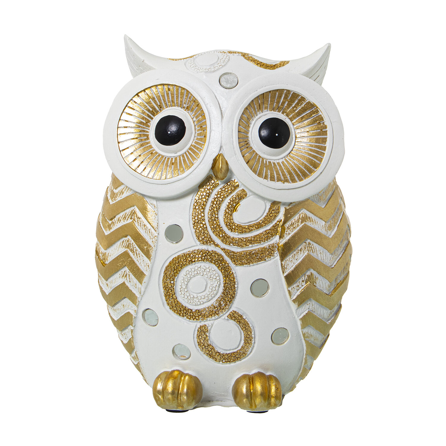 White/Golden Owl Resin Figurine 12X8X17cm