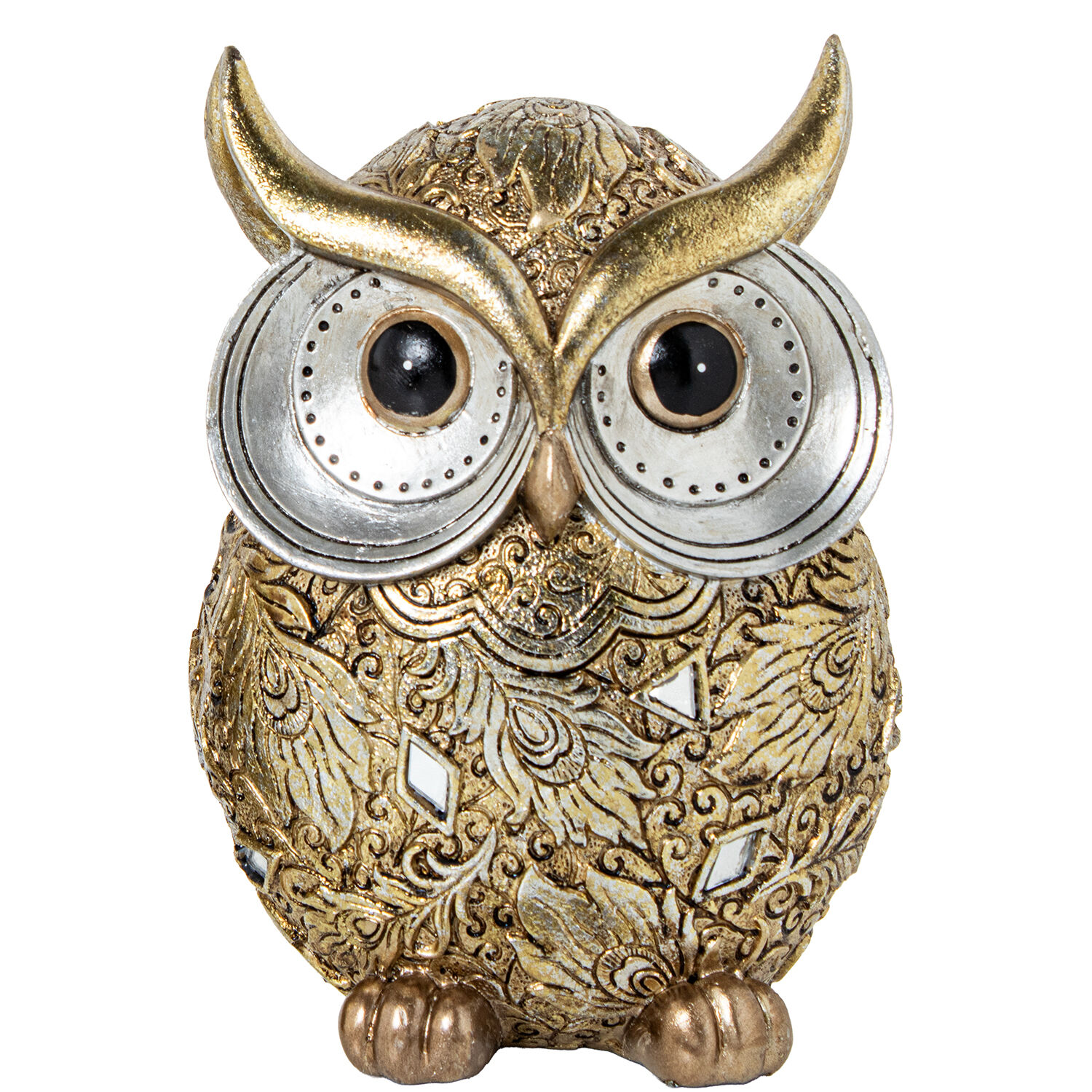 Golden Owl Resin Figurine 12X8X17cm