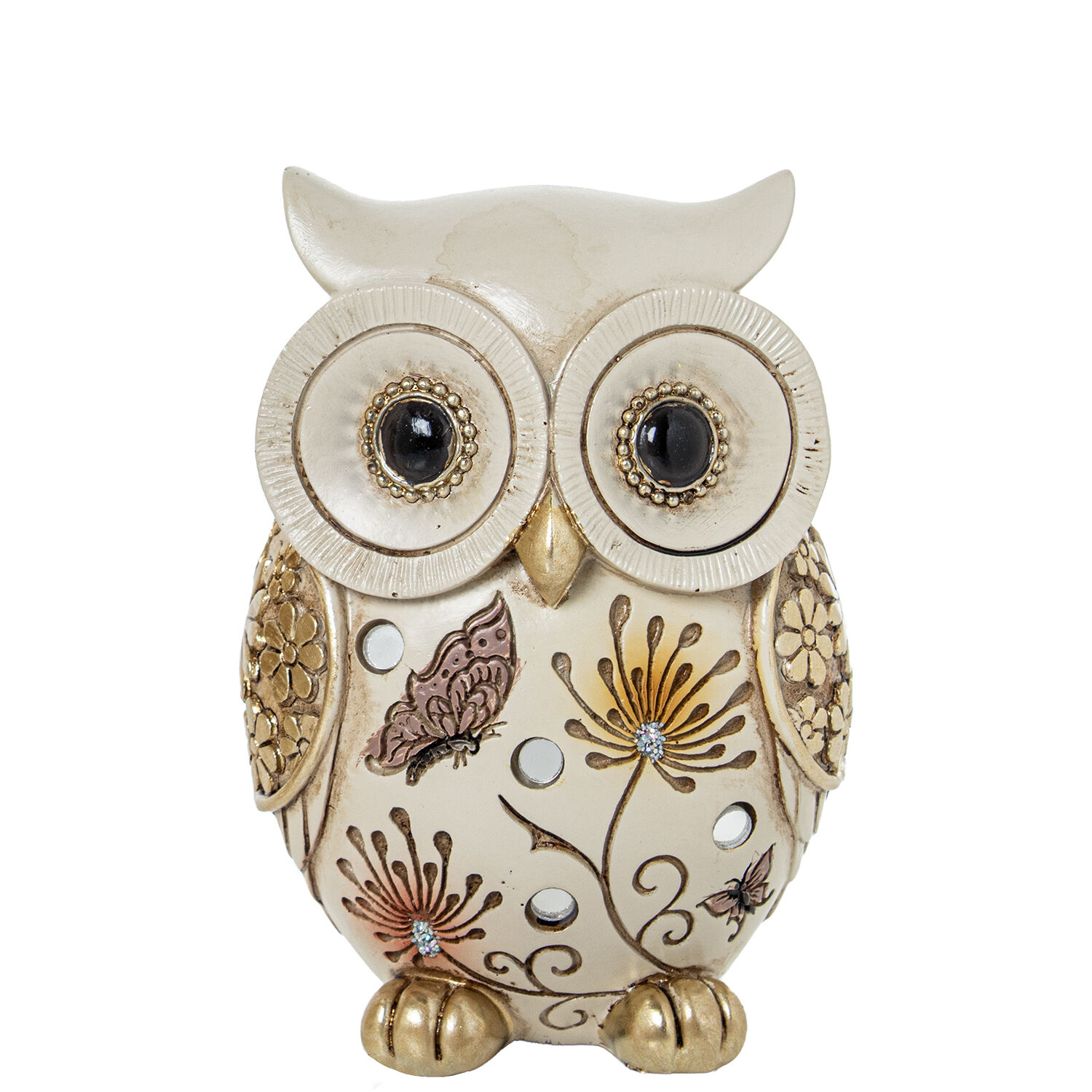 White/Golden Resin Owl Figurine 7X5X10cm