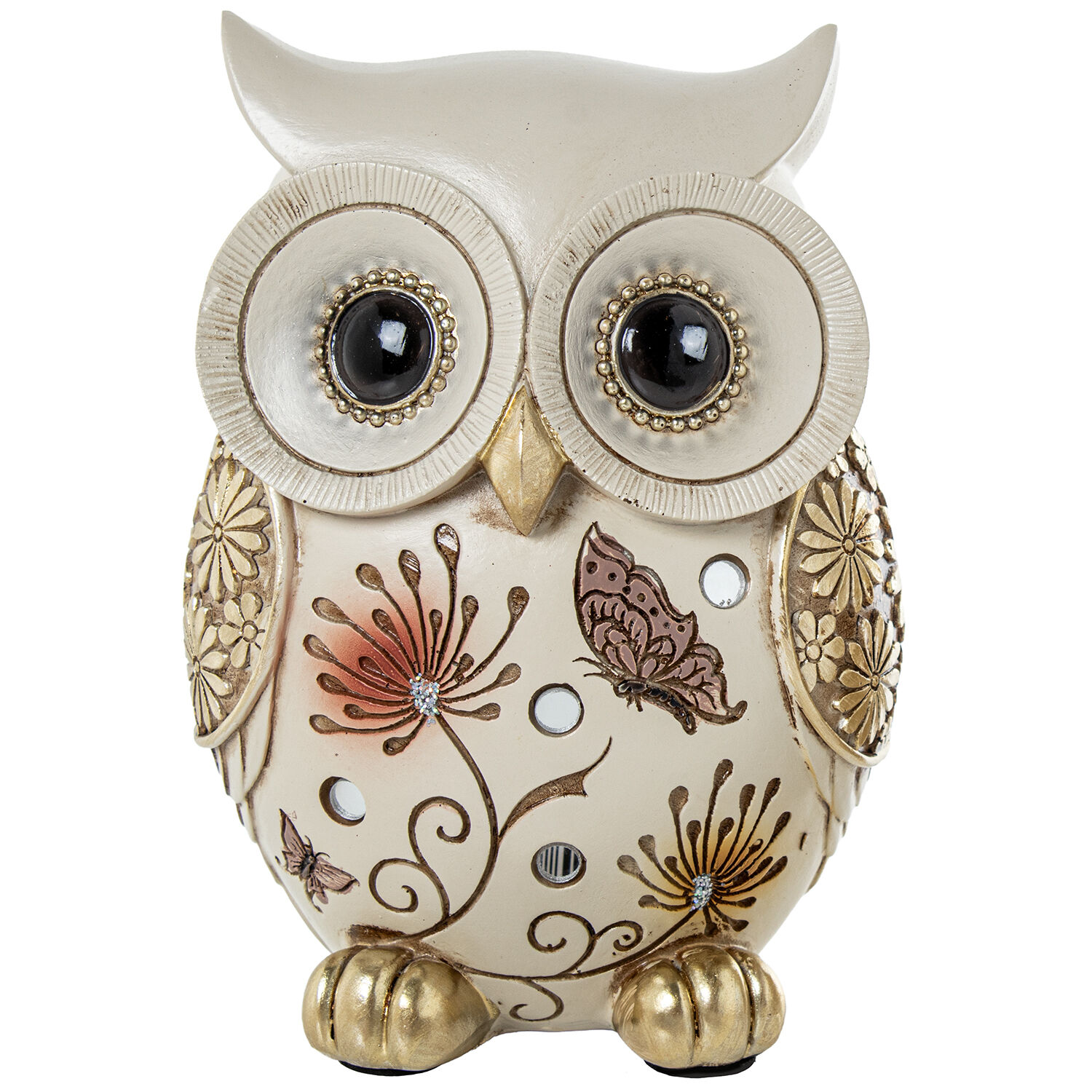 White/Golden Resin Owl Figurine 10X7.5X13.5cm