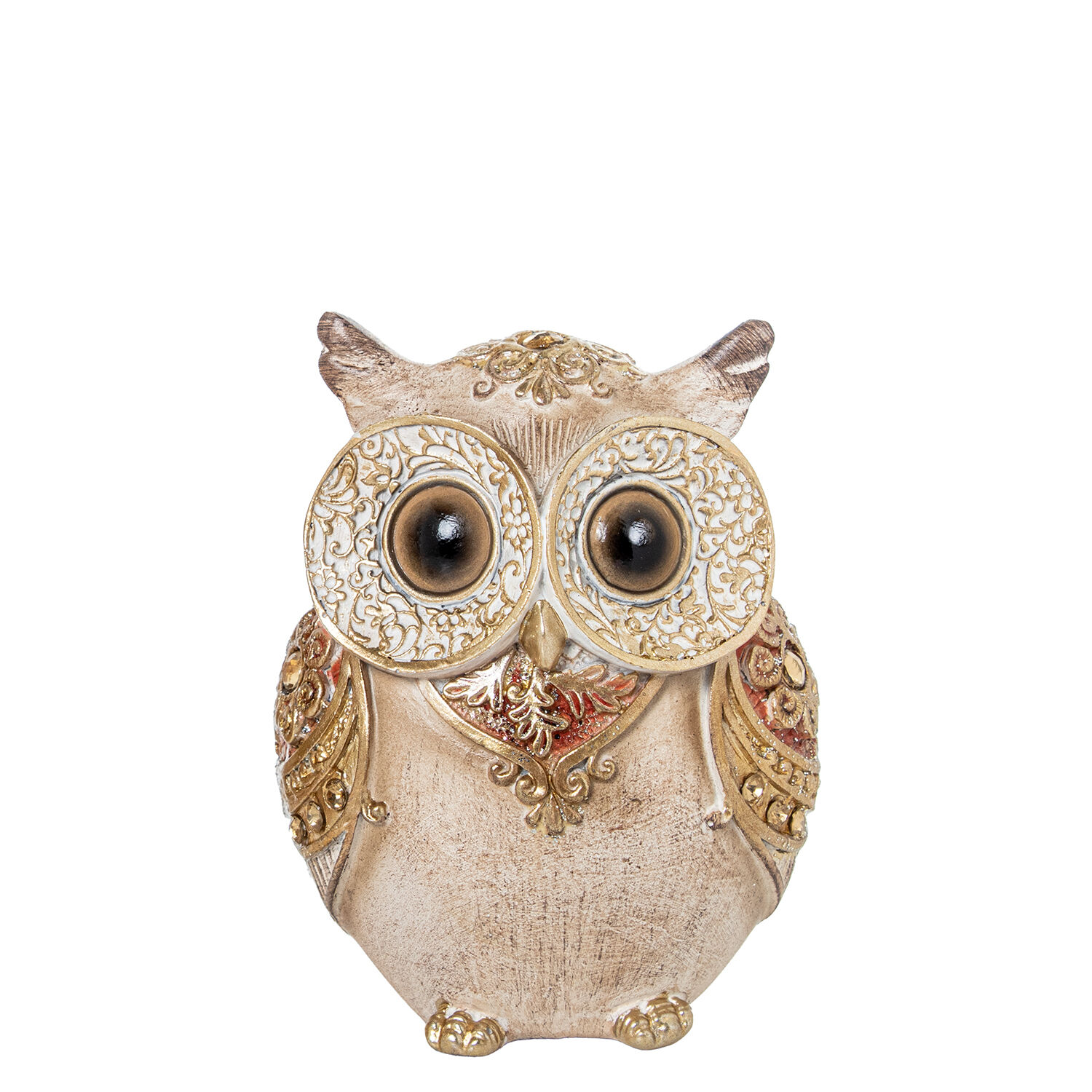 White/Golden Resin Owl Figurine 7.5X5X10cm