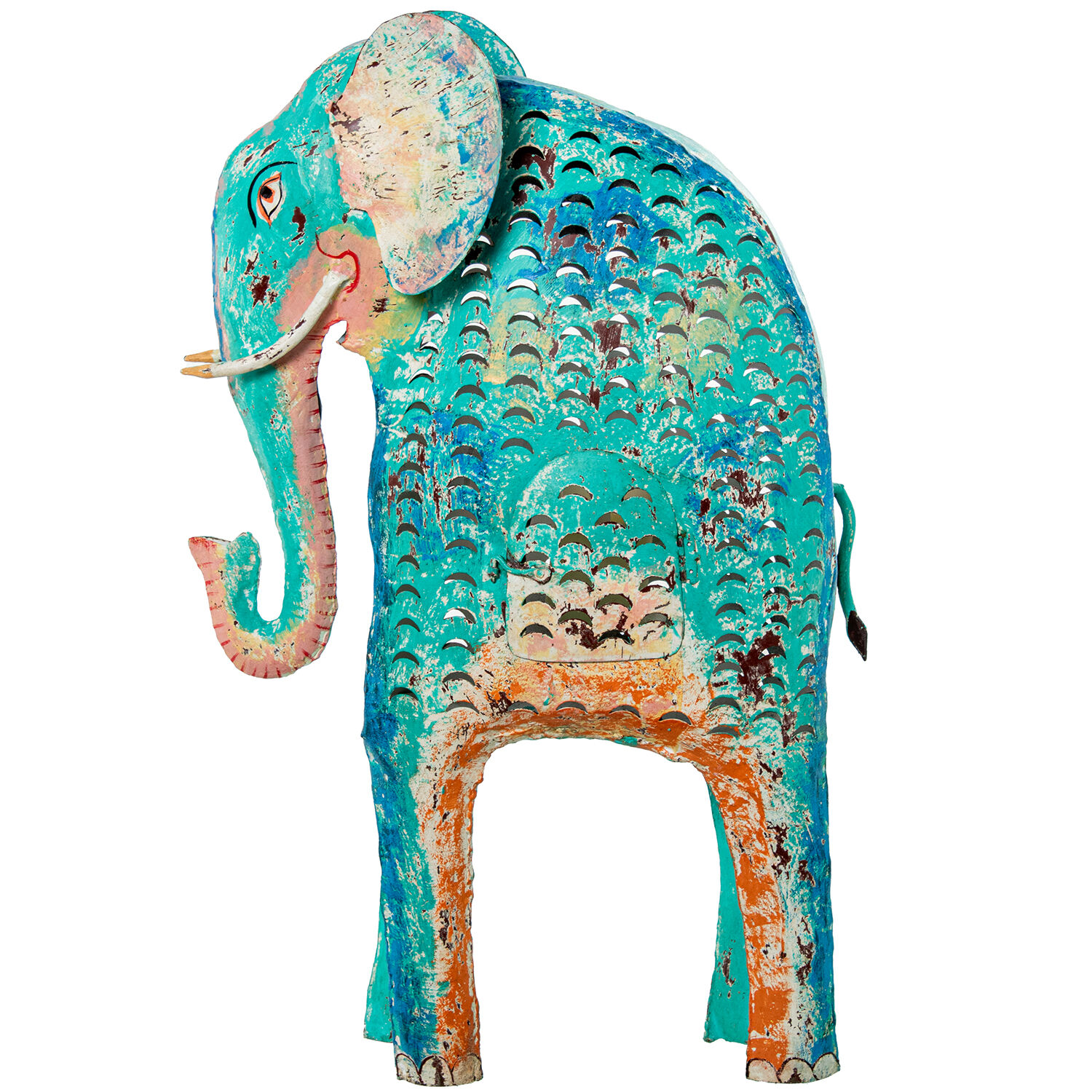 Elephant Figure Iron 79cm Blue 51X21X79cm