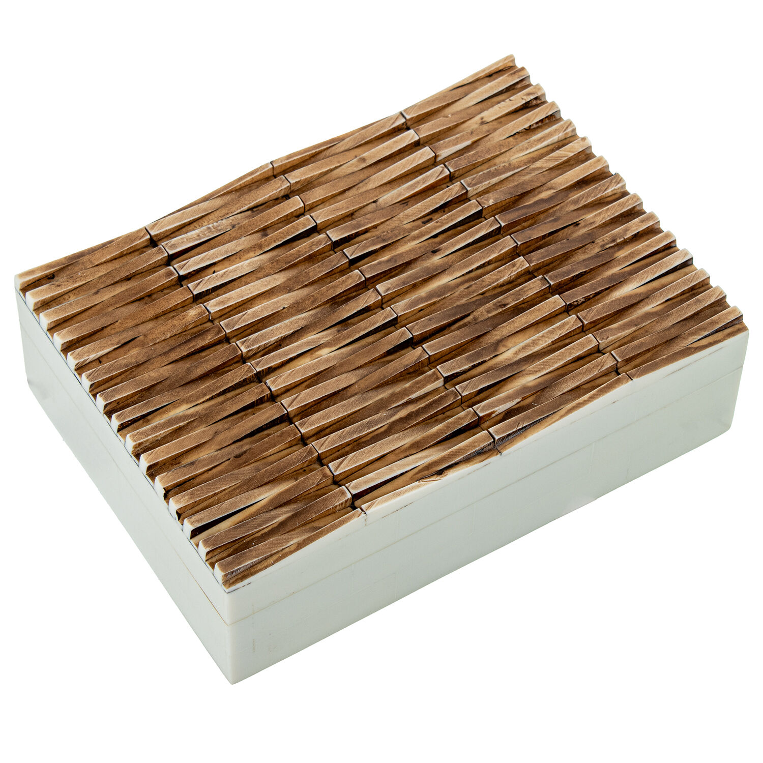 Resin/Bone Box with Wooden Base 18X5X13cm - LifeLike_62626