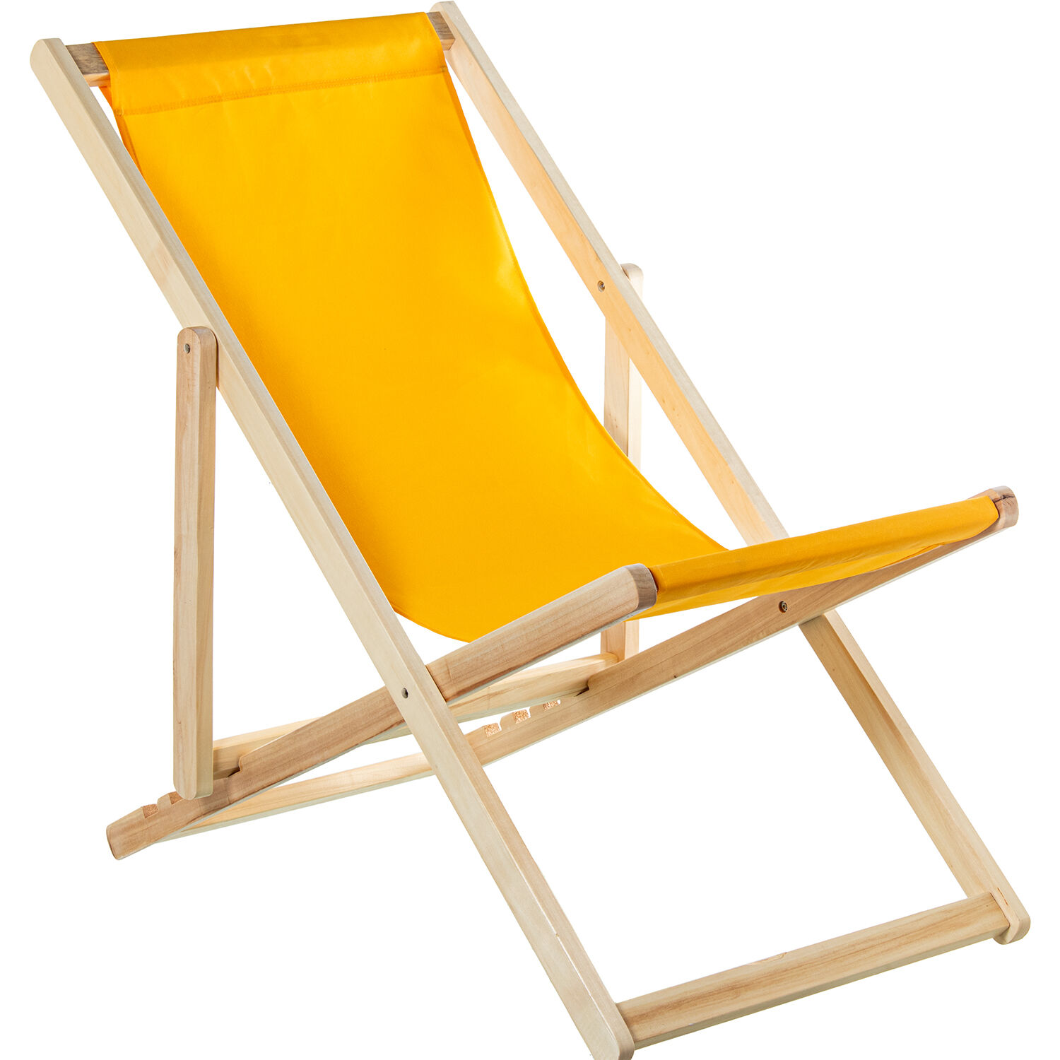 Folding Wooden Hammock with Yellow Fabric, 4 Positions, 57.5X92/102.5X88.5/72cm