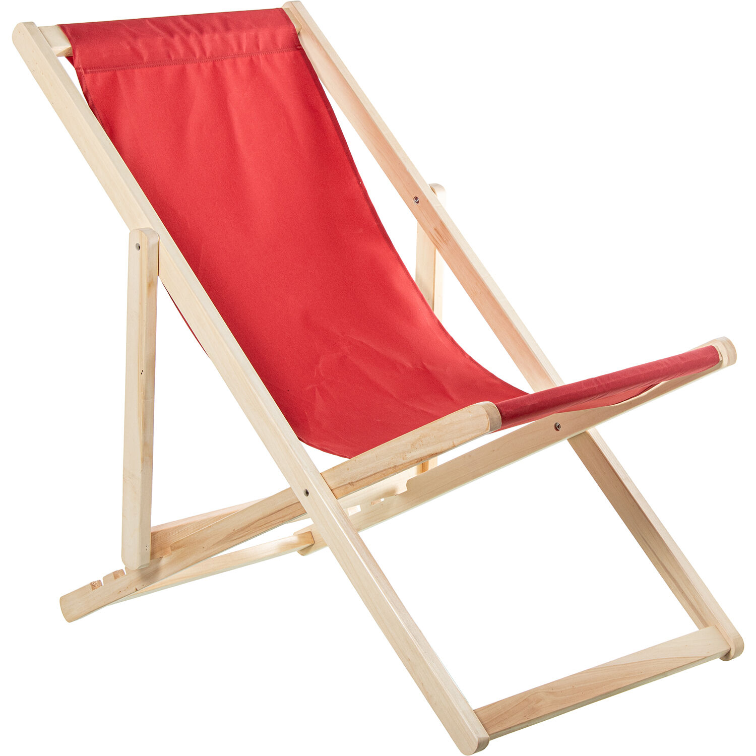 Folding Wooden Hammock with Red Fabric, 4 Positions, 57.5X92/102.5X88.5/72cm